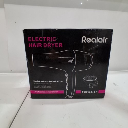 6PC REALAIR ELECTRIC HAIR DRYER WITH DIFFUSER - 1875W - BLACK image 4