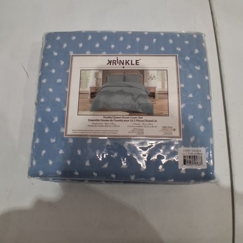 3PC KRINKLE DUVET COVER SET - QUEEN - BLUE/WHITE (STYLE: 919351) image 3