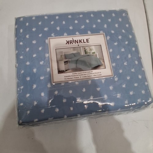 3PC KRINKLE DUVET COVER SET - QUEEN - BLUE/WHITE (STYLE: 919351) image 5