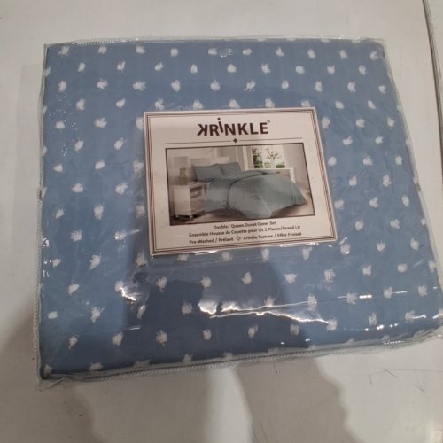 3PC KRINKLE DUVET COVER SET - QUEEN - BLUE/WHITE (STYLE: 919351) image 6