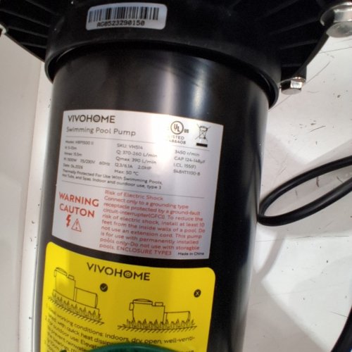 VIVOHOME CORDED SELF-PRIMING IN/ABOVE GROUND 2 HP SWIMMING POOL PUMP - 6800GPH - BLACK (MODEL: HBP1500) image 5