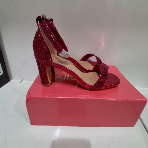 WOMEN'S ALLEGRA K GLITTER STRAPPY HIGH HEEL SANDALS - SIZE 6 - FUCHSIA PINK image 2