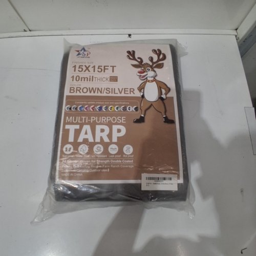 STARPYNG MULTI-PURPOSE TARP - 15FT X 15FT - BROWN / SILVER image 3
