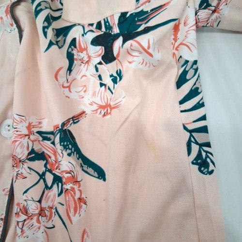 2PC FLORAL PAJAMA SET WITH LONG SLEEVE BUTTON UP TOP AND LONG PANTS - MEDIUM- PINK/GREEN FLORAL image 3