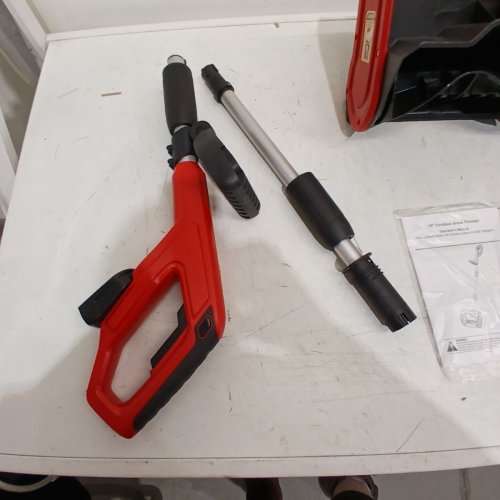 ROZLCHAR CORDLESS SNOW THROWER WITH TELESCOPIC HANDLE *TOOL ONLY* - 10" X 6" - 18V - 20FT THROWING DISTANCE - FITS MILWAUKEE 18V BATTERIES - RED/BLACK image 5