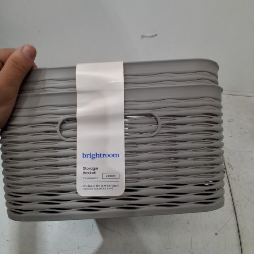 2PK BRIGHTROOM MEDIUM WAVE CURVED MULTIPURPOSE STORAGE BIN BASKET - 13" X 11" X 5" GREY (MODEL:002 07 1573) image 3