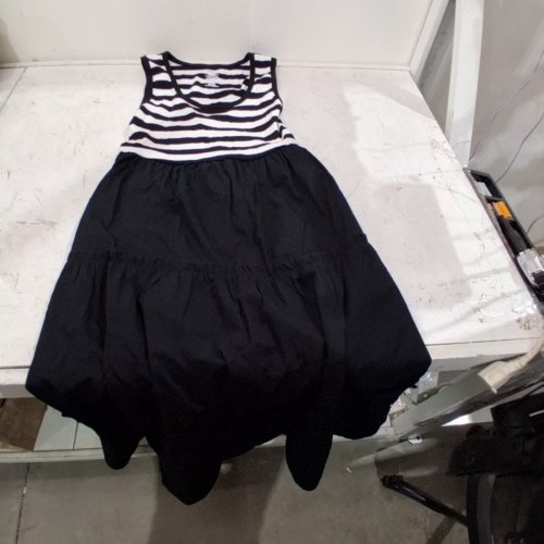 WOMEN'S GEORGE STRIPED SLEEVELESS DRESS -SMALL - BLACK / WHITE (STYLE: GRS640511LD) image 2