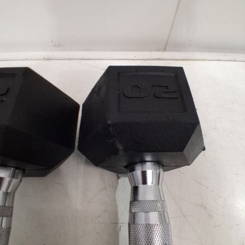 4PC CAP RUBBER COATED HEX DUMBBELL SET - 2 X 5LBS / 2 X 20LBS (50LBS TOTAL) - BLACK (MODEL: SDRSIS-50A) image 4
