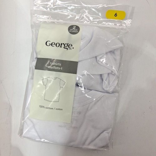 2PK KID'S GEORGE SHORT SLEEVE T-SHIRTS - SIZE 6 - WHITE image 2