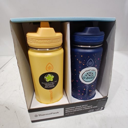 2PK THERMOFLASK STAINLESS STEEL BOTTLE - 16OZ - YELLOW/BLUE (MODEL: 2880559) image 2