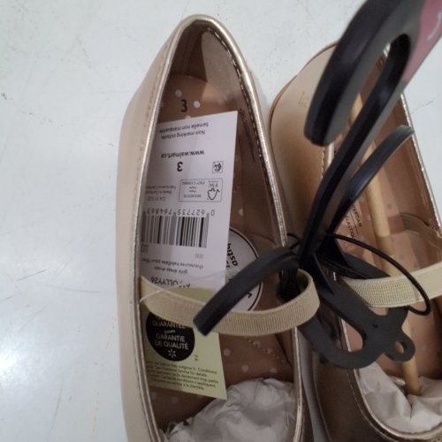 GIRLS' GEORGE METALLIC BOW FLAT SHOES - SIZE 3 - ROSE GOLD image 2