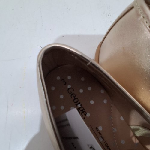 GIRLS' GEORGE METALLIC BOW FLAT SHOES - SIZE 3 - ROSE GOLD image 5