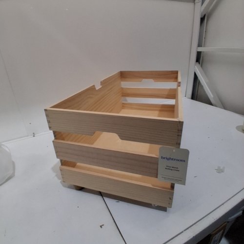 BRIGHTROOM PINE WOOD ROLLING CRATE - 24" X 8.8" X 10.7" - NATURAL WOOD image 3