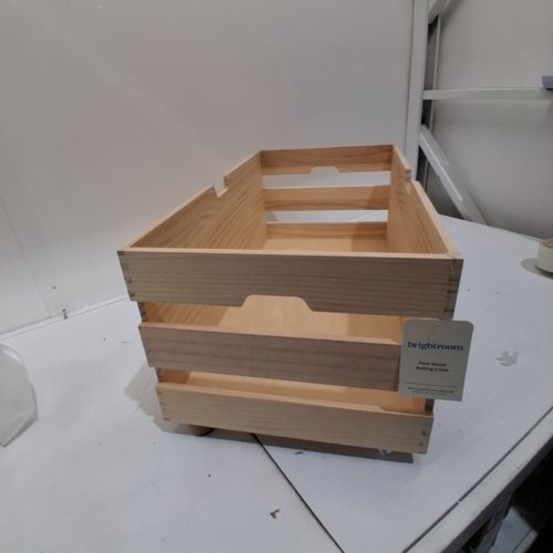 BRIGHTROOM PINE WOOD ROLLING CRATE - 24" X 8.8" X 10.7" - NATURAL WOOD image 4