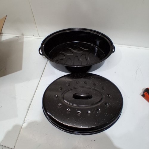 GRANITE ROASTER PAN WITH LID - 17.5" - BLACK image 2