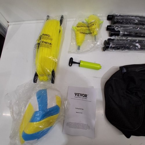 OUTDOOR PORTABLE VOLLEYBALL NET SYSTEM, ADJUSTABLE HEIGHT STEEL POLES, PROFESSIONAL VOLLEYBALL SET -32'L X 3'H-YELLOW/BLACK-(MODEL:JH-201) image 3