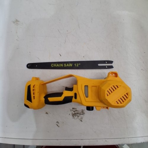 CORDLESS MINI CHAINSAW COMPATIBLE WITH DEWALT 20V MAX BATTERY *TOOL ONLY* - 12" BAR - YELLOW / BLACK image 3