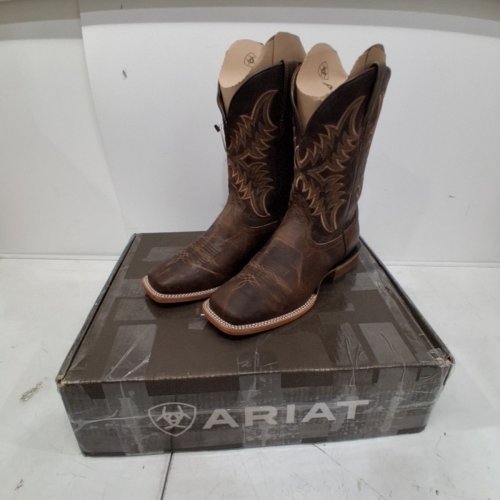 MEN'S ARIAT POINT RYDER WESTERN SQUARE TOE BOOTS - SIZE 9EE WIDE - DRY CREEK TAN/BURNT BROWN (STYLE: 10042471) image 3