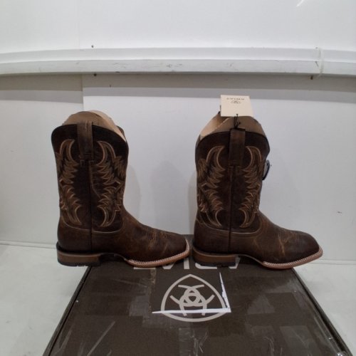 MEN'S ARIAT POINT RYDER WESTERN SQUARE TOE BOOTS - SIZE 9EE WIDE - DRY CREEK TAN/BURNT BROWN (STYLE: 10042471) image 6