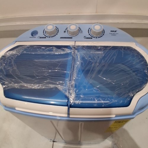 PYLE PURE CLEAN MINI TOP LOAD PORTABLE WASHER & SPIN DRYER - 7.7LBS CAPACITY - WHITE/BLUE (MODEL: PUCWM22) image 6