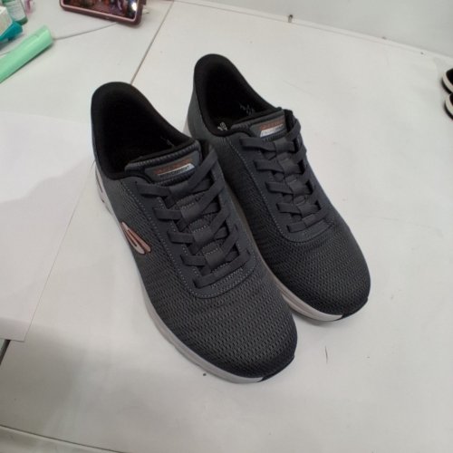 MENS SKECHERS LACE-UP SHOES - US 9 - BLACK / GRAY image 3