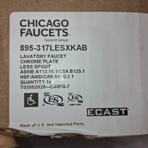 CHICAGO FAUCETS DECK MOUNTED FAUCET AND HANDLES (SPOUT NOT INCLUDED)- CHROME (MODEL: 895-317LESXKAB) image 2