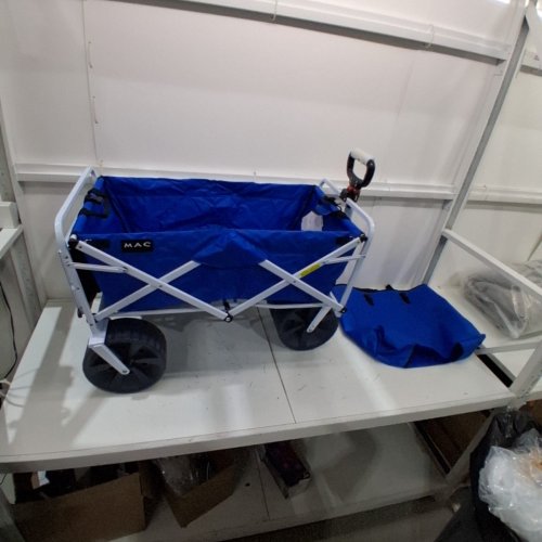 MAC SPORTS HEAVY DUTY COLLAPSIBLE FOLDING ALL TERRAIN UTILITY BEACH WAGON CART, BLUE/WHITE image 3