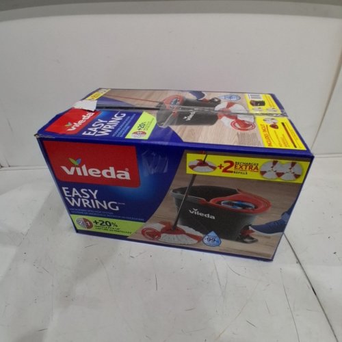 6PC VILEDA EASY WRING AND CLEAN MICROFIBRE MOP AND BUCKET WITH POWER SPIN WRINGER AND REFILLS - 22"-48" - BLACK/RED (MODEL: 134289) image 5