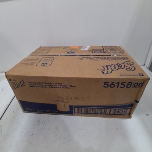 6PK SCOTT ESSENTIALS 100% RECYCLED FIBER HARD ROLL TOWEL - 8" X 800FT PER ROLL - WHITE (MODEL: 56158) image 2