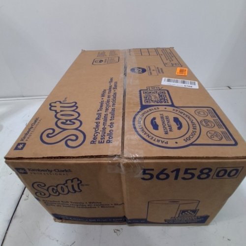 6PK SCOTT ESSENTIALS 100% RECYCLED FIBER HARD ROLL TOWEL - 8" X 800FT PER ROLL - WHITE (MODEL: 56158) image 3