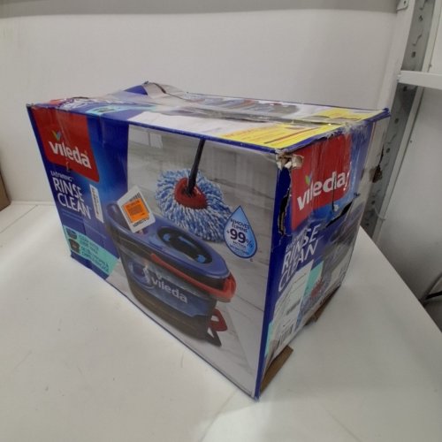 VILEDA EASYWRING RINSE CLEAN 2 TANK SPIN BUCKET SYSTEM - BLUE/RED/GREY image 4