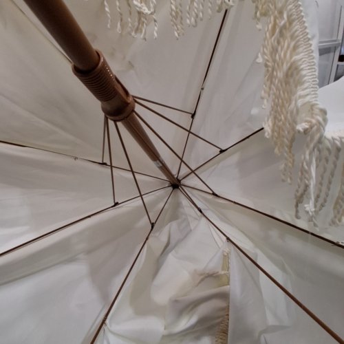 AMMSUN OUTDOOR FRINGE TASSEL BUTTON TILT UMBRELLA - 6FT - WHITE - (MODEL: B0D2Q424W2) image 3