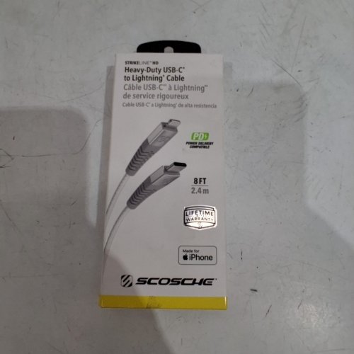 SCOSCHE HEAVY-DUTY USB-C TO LIGHTNING CABLE - 8FT - WHITE (MODEL: HDCI4B8WT-SP) image 3