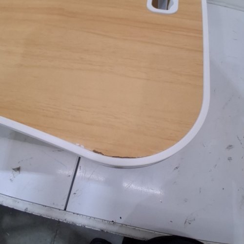 FOLDABLE LAPTOP TABLE, LAP DESK, BREAKFAST SERVING TRAY - WOOD, WITH WHITE CUPHOLDER AND DEVICE HOLDER image 4