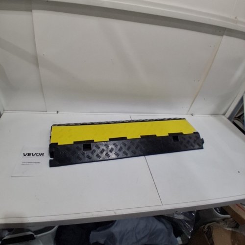 SPEED BUMP CABLE PROTECTOR RAMP, 2-CABLE RUBBER CORD GUARD - 38.5" X 13.5" - BLACK/YELLOW image 3