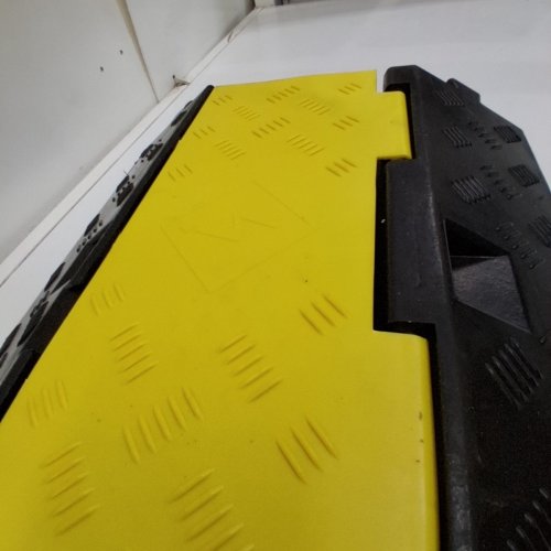 SPEED BUMP CABLE PROTECTOR RAMP, 2-CABLE RUBBER CORD GUARD - 38.5" X 13.5" - BLACK/YELLOW image 4