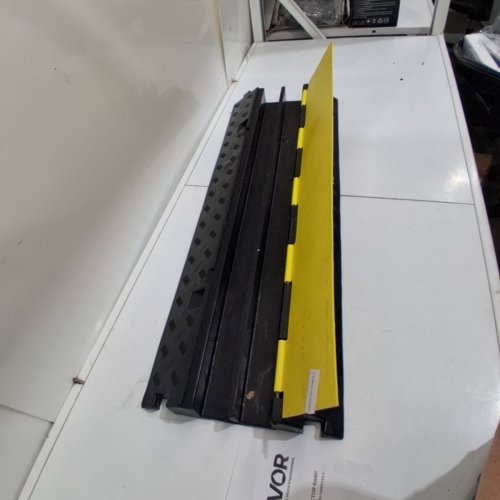 SPEED BUMP CABLE PROTECTOR RAMP, 2-CABLE RUBBER CORD GUARD - 38.5" X 13.5" - BLACK/YELLOW image 5