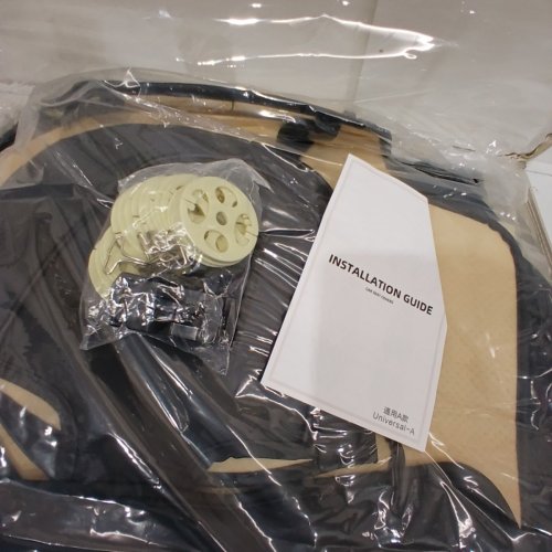 FREESOO UNIVERSAL FIT FULL SET AUTOMOTIVE FAUX LEATHER SEAT COVER SET - BEIGE AND BLACK image 3