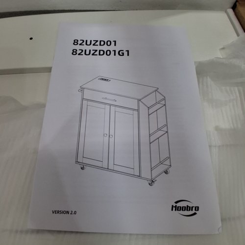 HOOBRO PORTABLE KITCHEN ISLAND WITH POWER OUTLETS - WHITE (MODEL: WT82UZD01G1) image 5
