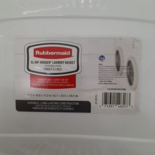 RUBBERMAID XL HIP HUGGER LAUNDRY BASKET WHITE image 3