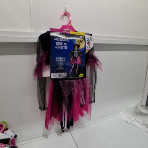 2PC GIRLS PARTYHOLIC PUNKY SKELEQUEEN COSTUME - LARGE (10/12) - BLACK/PINK/WHITE image 2