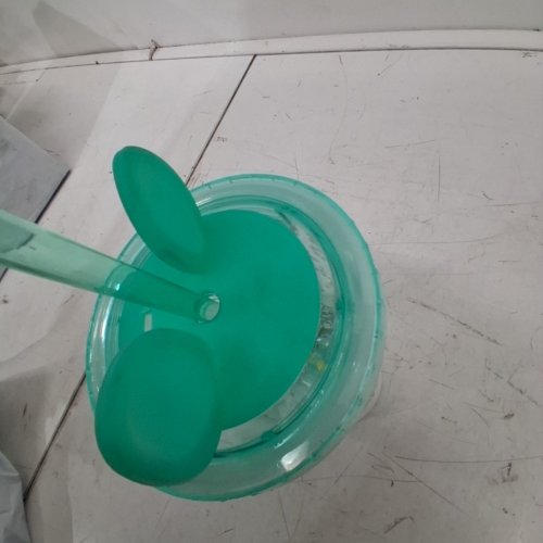 CLEAR TUMBLER WITH EAR-SHAPED LID AND STRAW - 6.5"- TEAL image 4