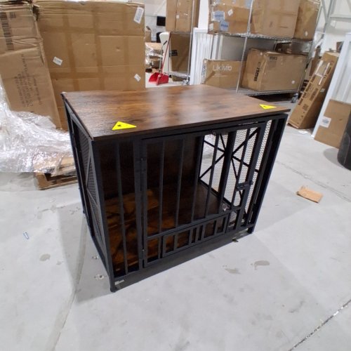 WOOD TOP PET CRATE - 26.5" X 31" - BLACK / BROWN image 2