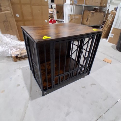 WOOD TOP PET CRATE - 26.5" X 31" - BLACK / BROWN image 3