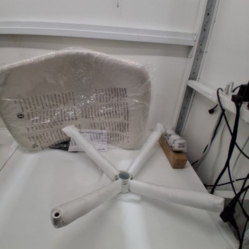 BRANCH GATHER SWIVEL CHAIR WITH FABRIC CUSHIONED SEAT, ADJUSTABLE HEIGHT, AND WHEELS - BONE WHITE image 3