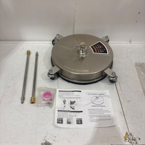PRESSURE WASHER SURFACE CLEANER WITH 3 WHEELS - 4000 PSI - 15" - SILVER image 2