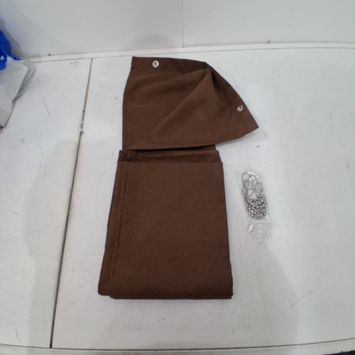 FABRIC LINEN MILDEW RESISTANT SHOWER CURTAIN WITH HOOKS - 72" X 72" - COFFEE image 2