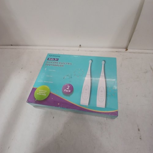 2PK KID'S FUMEIKANG SILICONE RECHARGABLE ELECTRIC TOOTHBRUSH - 10 HEADS - AGES 3+ - BLUE/PURPLE (MODEL: TB1002) image 2