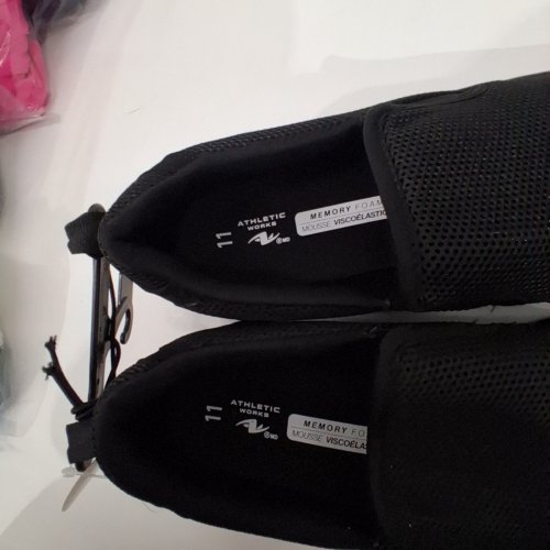 MEN'S ATHLETIC WORKS MESH MEMORY FOAM SLIP-ON SHOES - 11 - BLACK (STYLE: 16ACTIVEY21) image 4