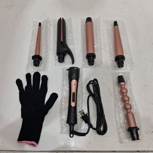 JAETON HAIR CURLING IRON WAND WITH INTERCHANGEABLE HEADS AND ACCESSORIES - 0.35" TO 1.25" - BLACK/ROSE GOLD (MODEL: KS-C103) image 3